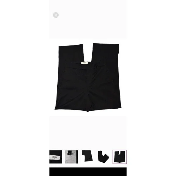 FENDI Women's 42 Wool‎ Blend Slit Wide Leg Flat Front Trouser High Rise Pants